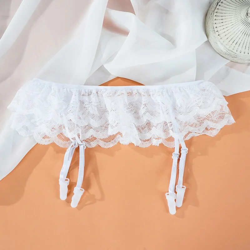 Women's Sexy Lingerie Lace Garters Suspenders Goth Harness Belt Thigh Garter for Stocking Sheer Pink Ladies Intimates 4 Colors