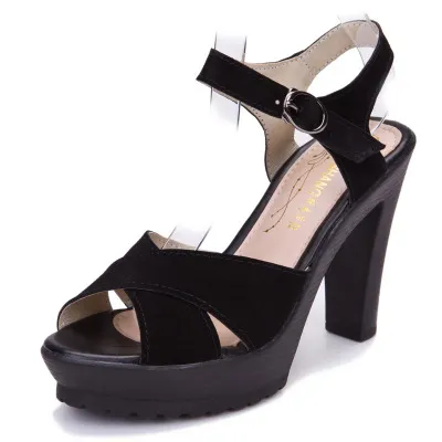 Breakj Breakj Show Artifact Model High Heel Sandals Leather Thick Heel Waterproof Counter 11Cm Cross-Band Hollow Performance Sandals Women Summer