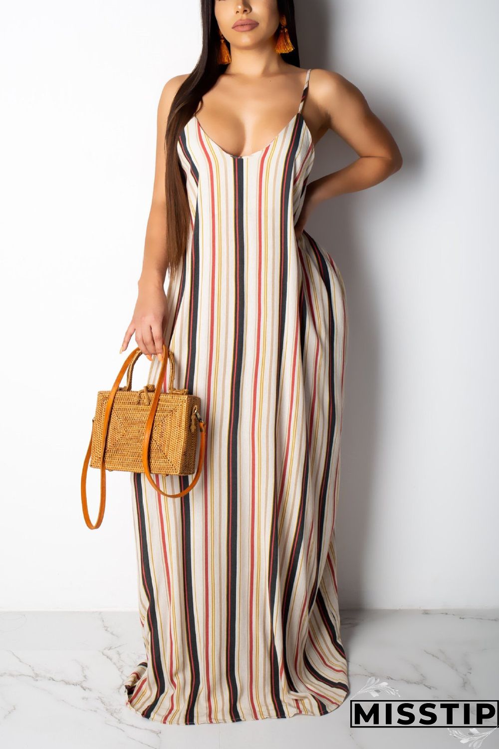 Dark Green Casual Off The Shoulder Sleeveless Slip Swagger Floor-Length Print Patchwork