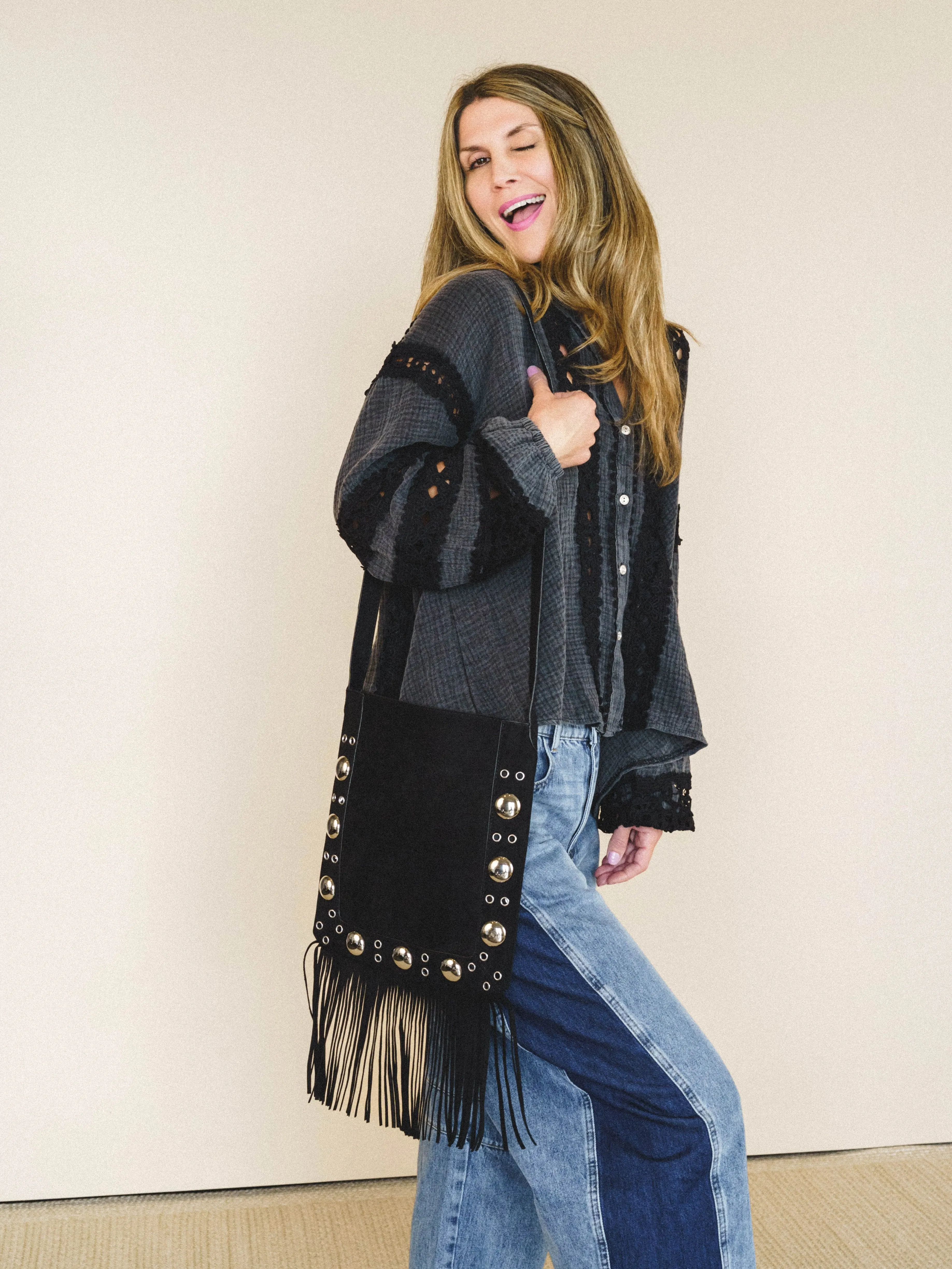 Fringe Feeling Crossbody Bag - Black