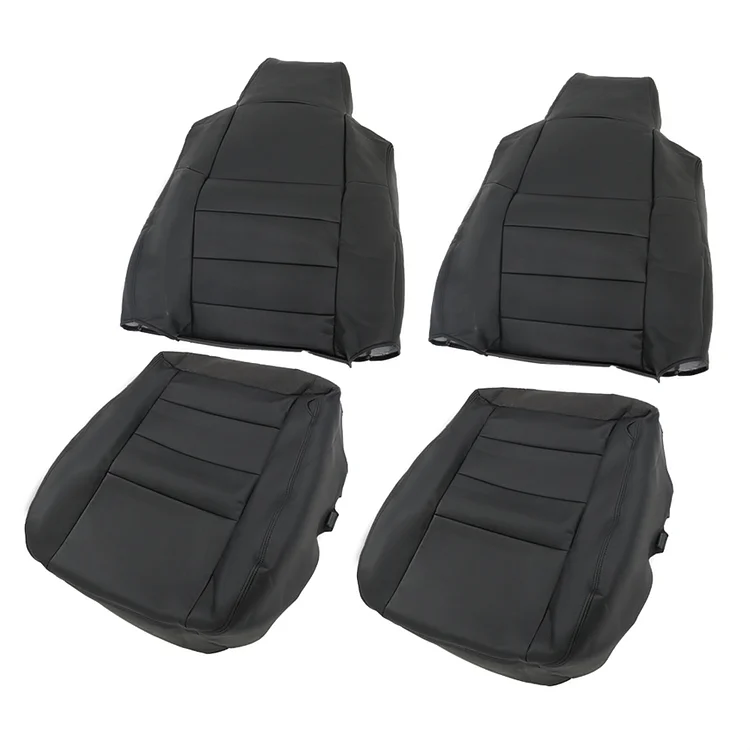 SEBLAFF 4Pcs Black Seat Cover Front Leather Driver Passenger Bottom Top Replacement for 2003-2007 F250 F350 F450 F550