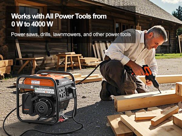 Product Introduction of Efurden Outdoor Power Equipment 4000 Watts Portable Generator. Open Frame Inverter Generator with ECO Mode. Gas Powered. Quiet Operation. Emergency Home Backup. RV Ready 1