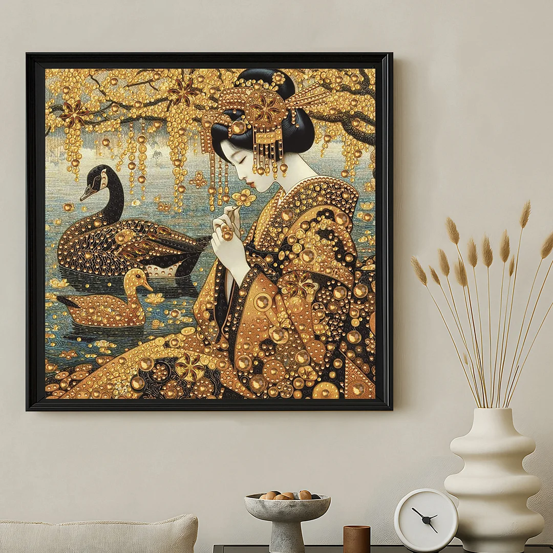 Diamond Painting - Partial Special Shaped Drill - Golden Geisha(Canvas|30x30cm)