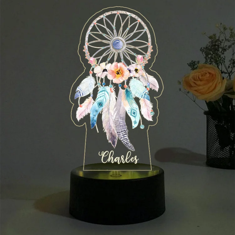 Custom Dream Catcher Night Light 7 Colors Changing Night Light With Name LED Lamp Gifts For Kids