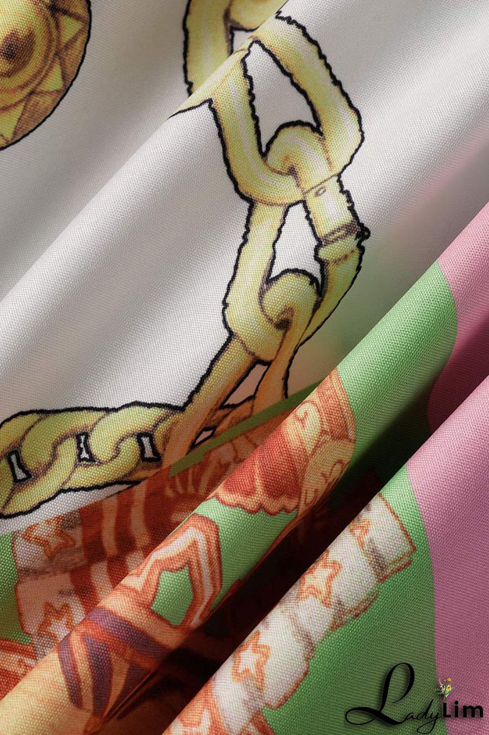 Gold Fashion Casual Print Patchwork V Neck A Line Dresses