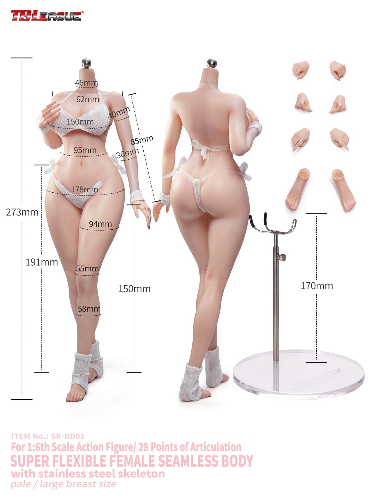 TBLeague - 1/6 Narrow Shoulders X Curvy Hips Female Body SR-BD01 SR-BD02-