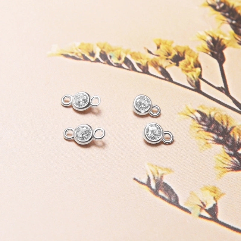 1 Piece 5.6*3.8mm 7.4*3.8mm 925 Sterling Silver Zircon Geometric Pendant