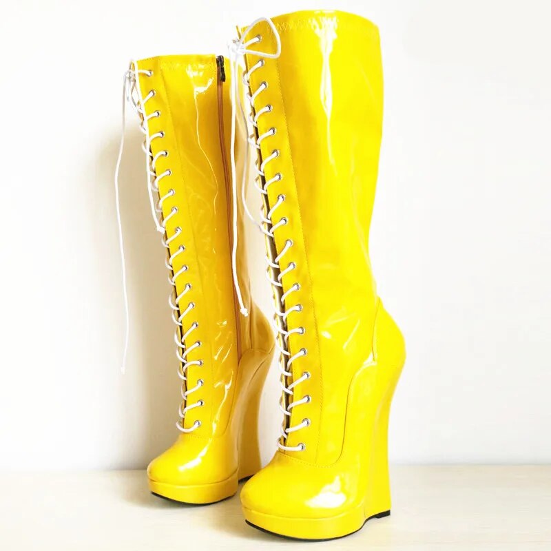 VCSHOES 7.08in High Height Women's Boots Party Boots Wedges Heel Knee-High Boots US Size 6-14 No.MT1809