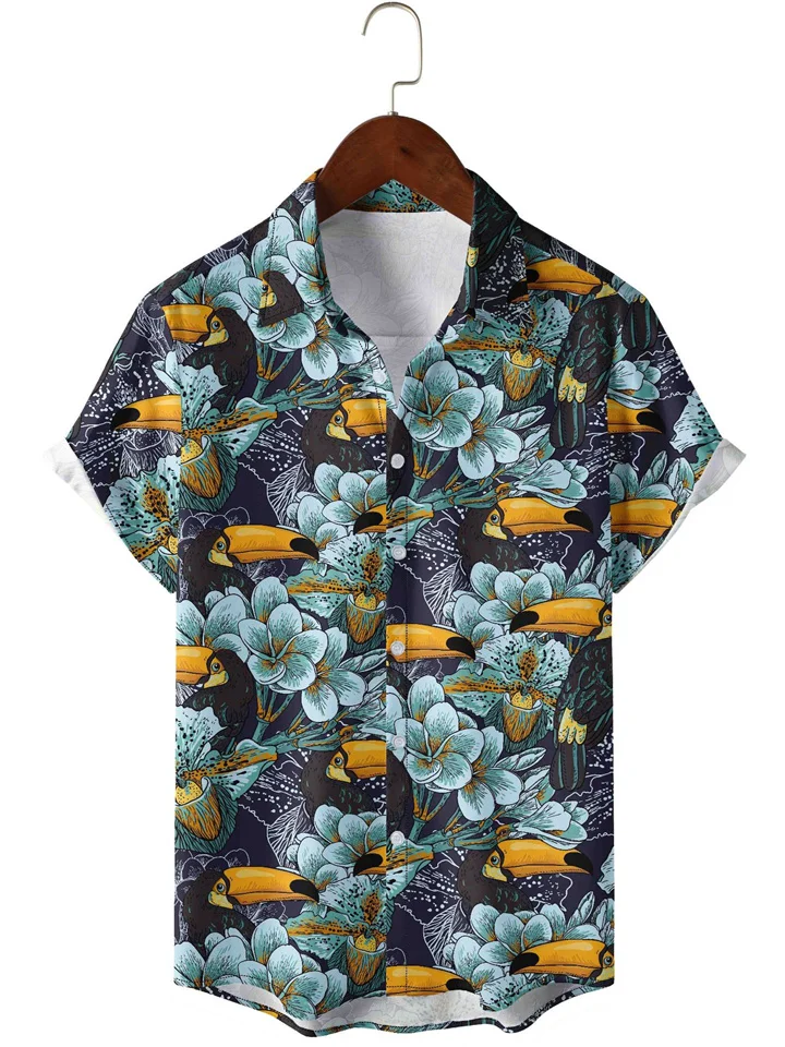 Men's New Summer Shirts Short-sleeved Printed Shirts Casual Tops-JRSEE