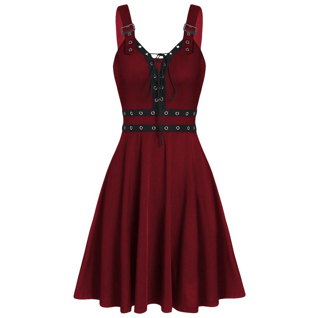 Gothic Woman Black Dress Cool Solid Bandage Dress Irregular Hem Sleeveless Camisole Party Dresses For Women Plus Size Dress NEW