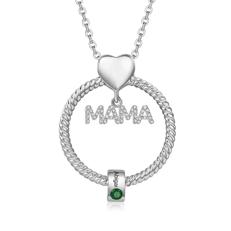 Kettenmachen Personalisierter 1 Name Gravur "MAMA" Halskette mit 1 Geburtsstein