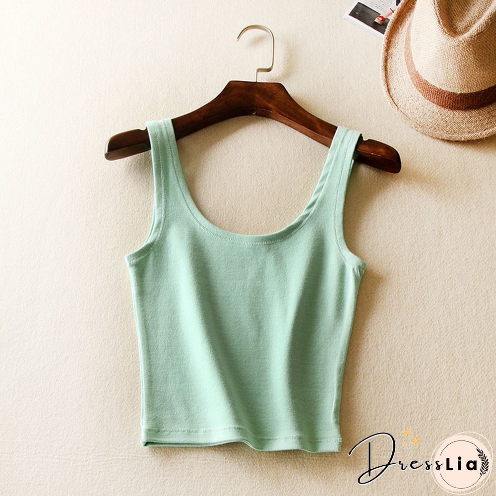 Korean Autumn Womens Short Cropped Cotton Tank Tops New Fall Fashion Ladies' Casual Cotton Crop Tanks