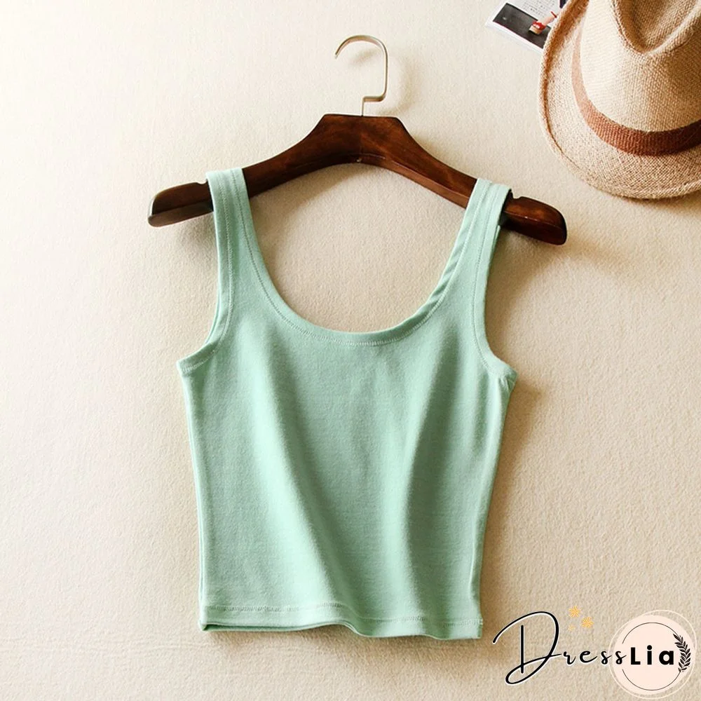 Korean Autumn Womens Short Cropped Cotton Tank Tops New Fall Fashion Ladies' Casual Cotton Crop Tanks
