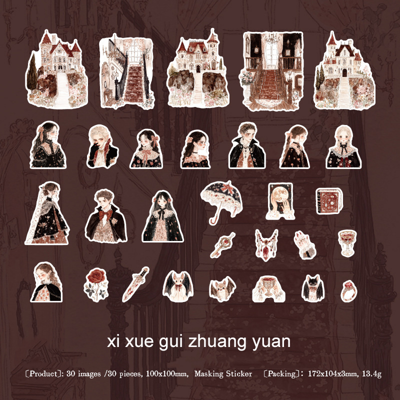 Sticker - Girl's Comics Series Vintage Character Illustration Landscape 