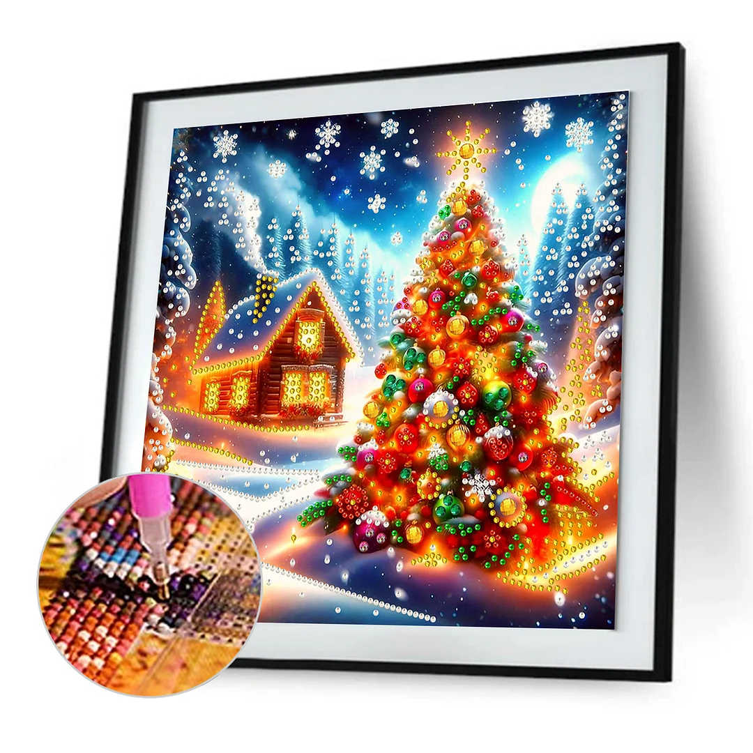Christmas House - Diamond Painting - Partial Special Shaped Drill(Canvas|30*30cm)
