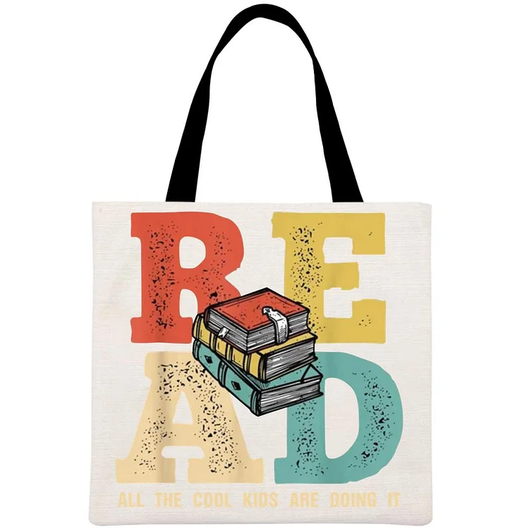 All the cool kids are reading Book Lovers Printed Linen Bag