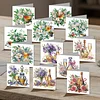 12Pcs Flower Drink DIY Diamond Painting Greeting Cards for Adult Holiday Gifts