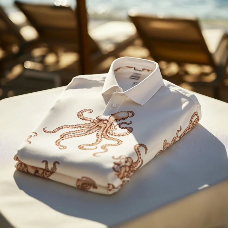 Men's Casual Ocean Animal Print Polo Shirt