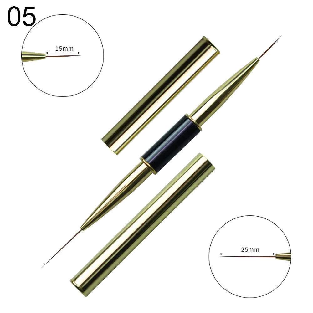 Double Head Nail Art Liquid Powder Brush Nail Extension Builder Acrylic UV Gel Lined Drawing Pen Fan-shaped Blooming Tool