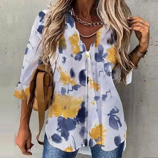 Sweet Long Sleeve Floral Print Top