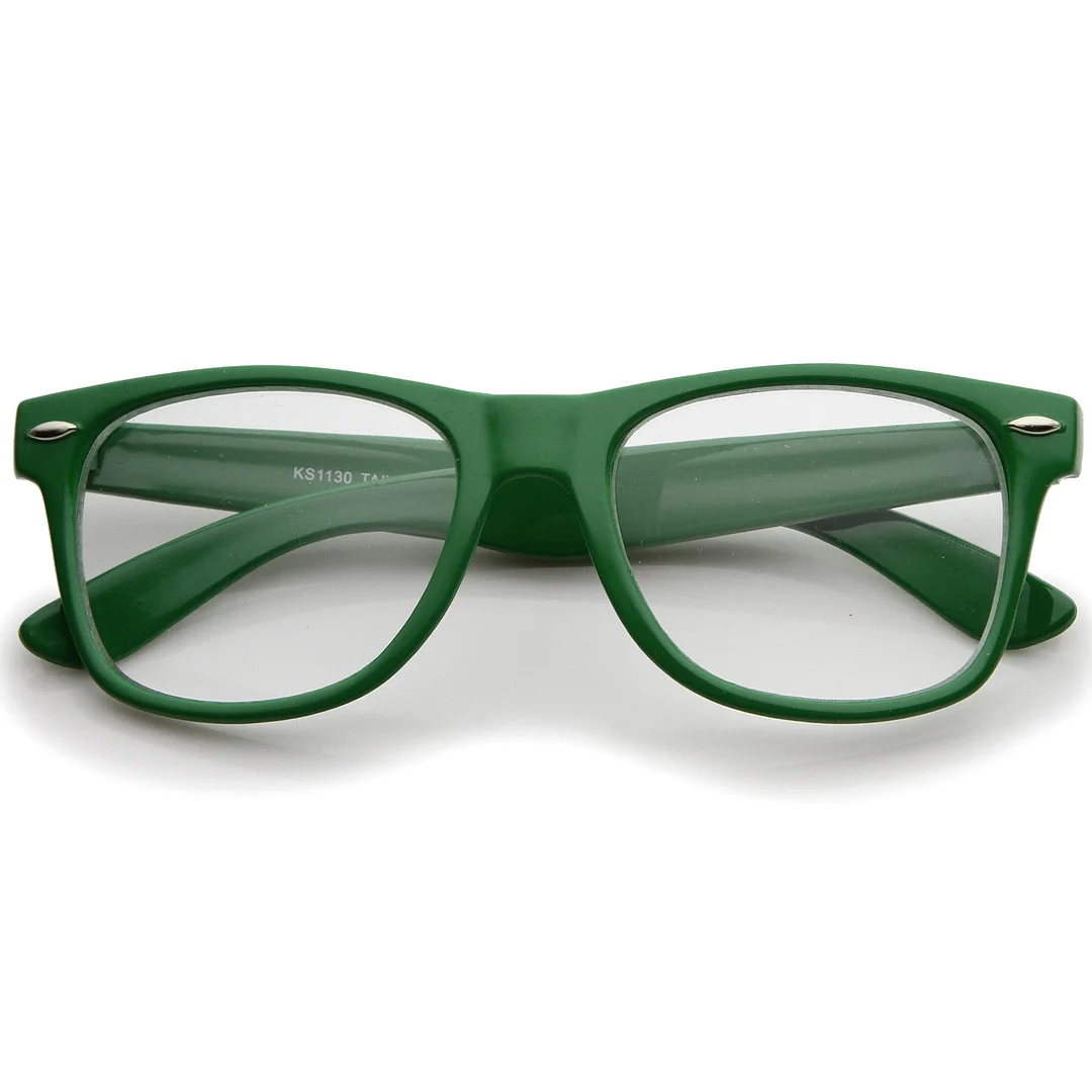 Retro Wide Temple Clear Lens Horn Rimmed Eyeglasses 54mm