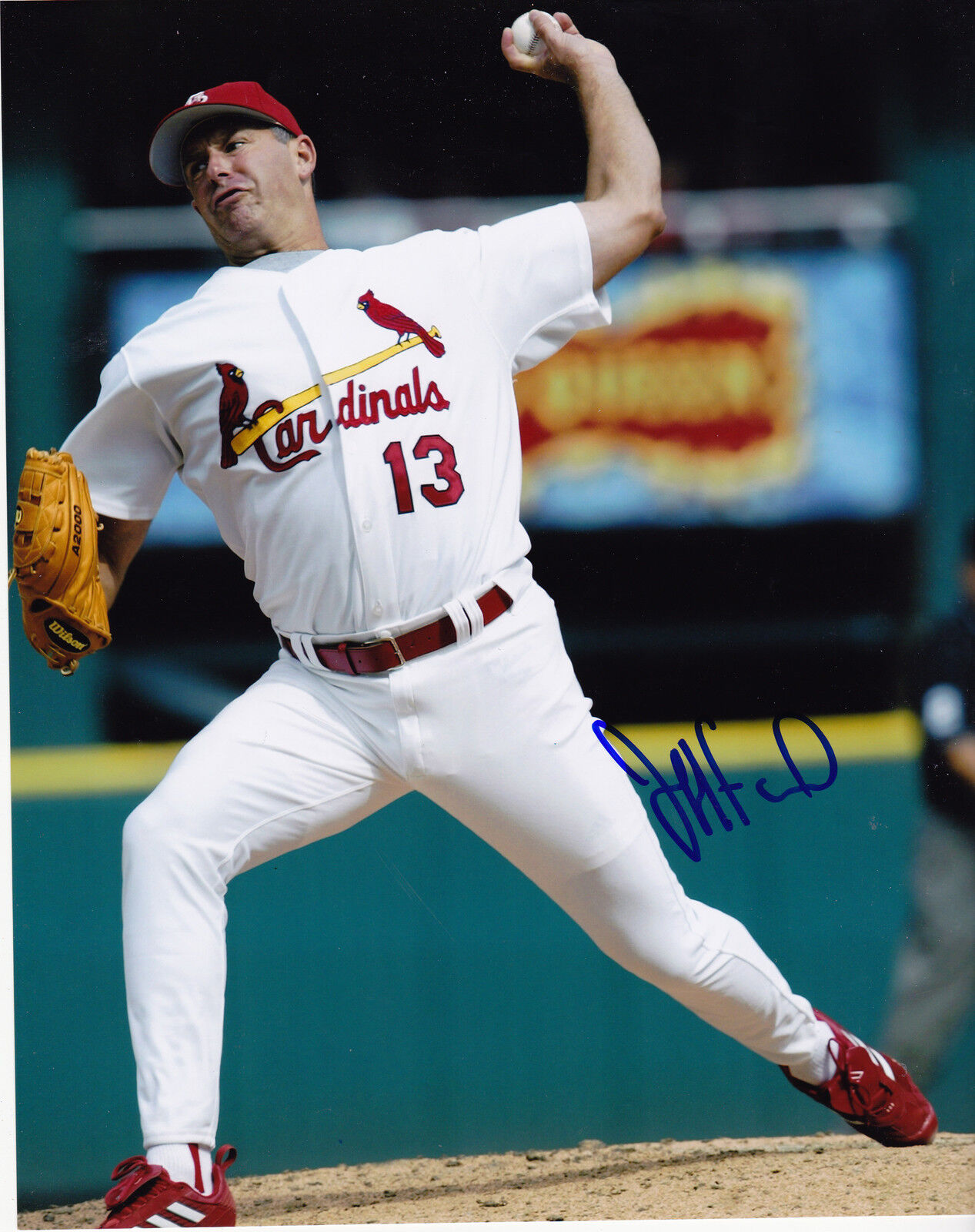 JEFF FASSERO ST. LOUIS CARDINALS ACTION SIGNED 8x10