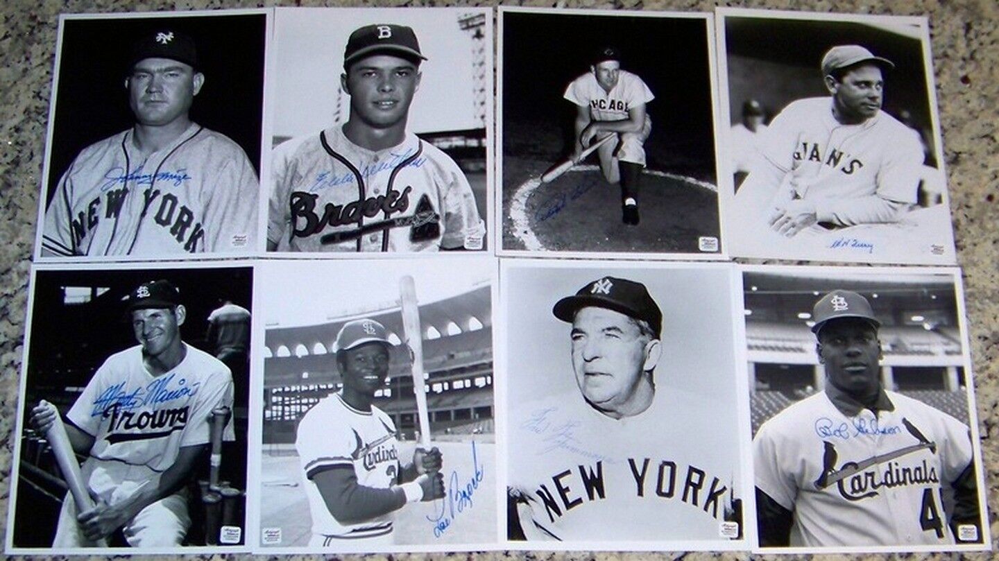 12 Bob Gibson Eddie Mathews Lou Brock Warren Spahn Signed Baseball Photo Poster painting AR COA