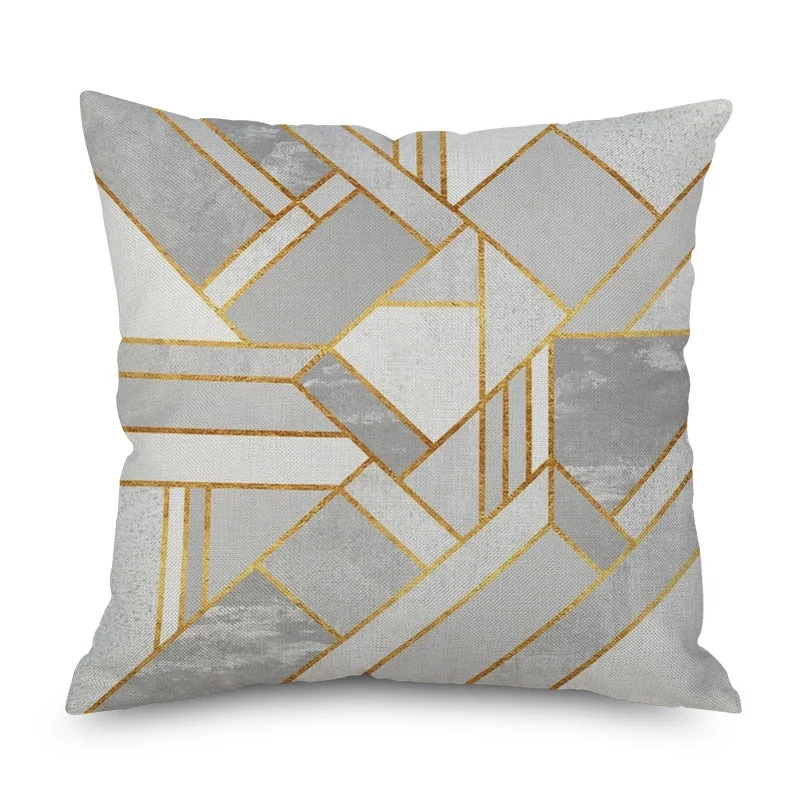 Nordic Marble Geometric Printed Cushion Cover Polyester Throw Pillow Cases for Sofa Car Black Home Decorative Pillowcase 45*45cm