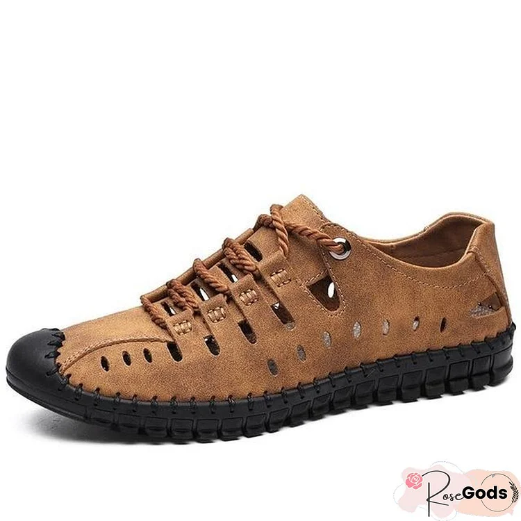 Men Genuine Leather Sandals Business Casual Shoes Men Outdoor Beach Sandals