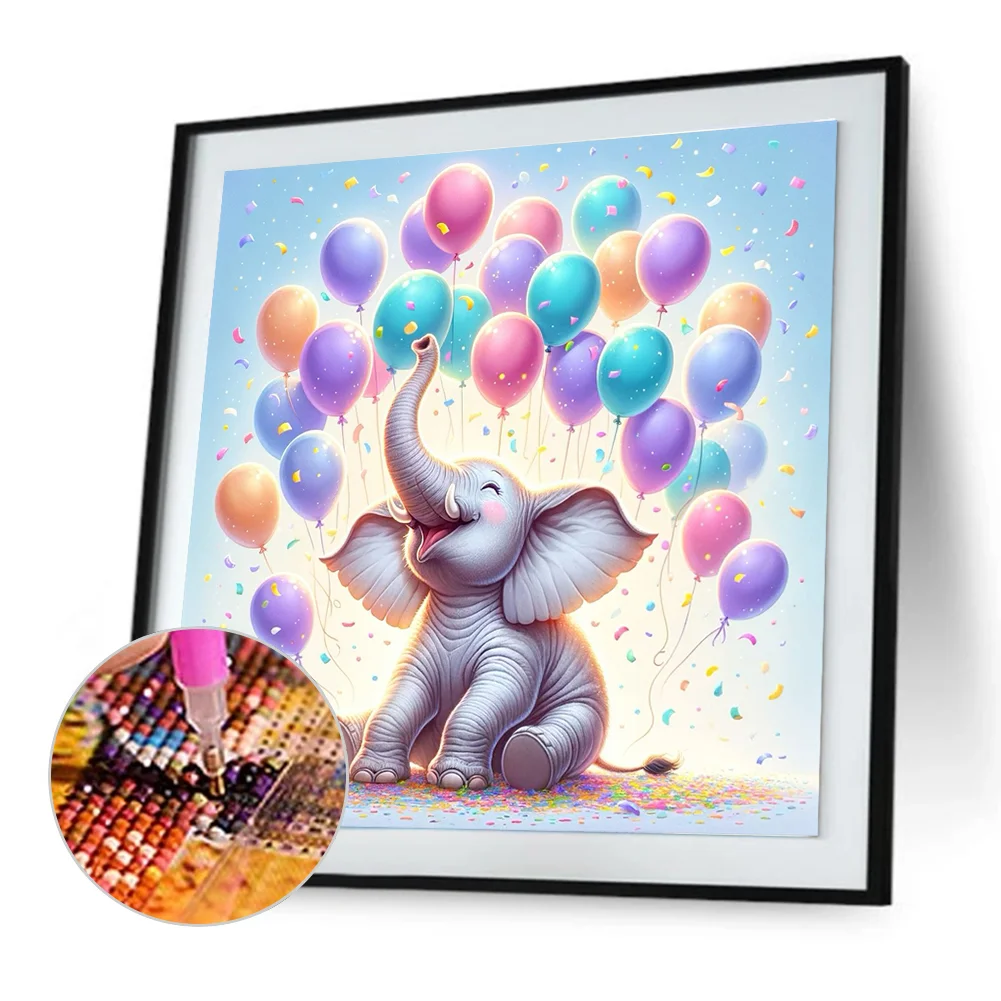 Diamond Painting - Full Round Drill - Balloon Elephant(Canvas|30*30cm)