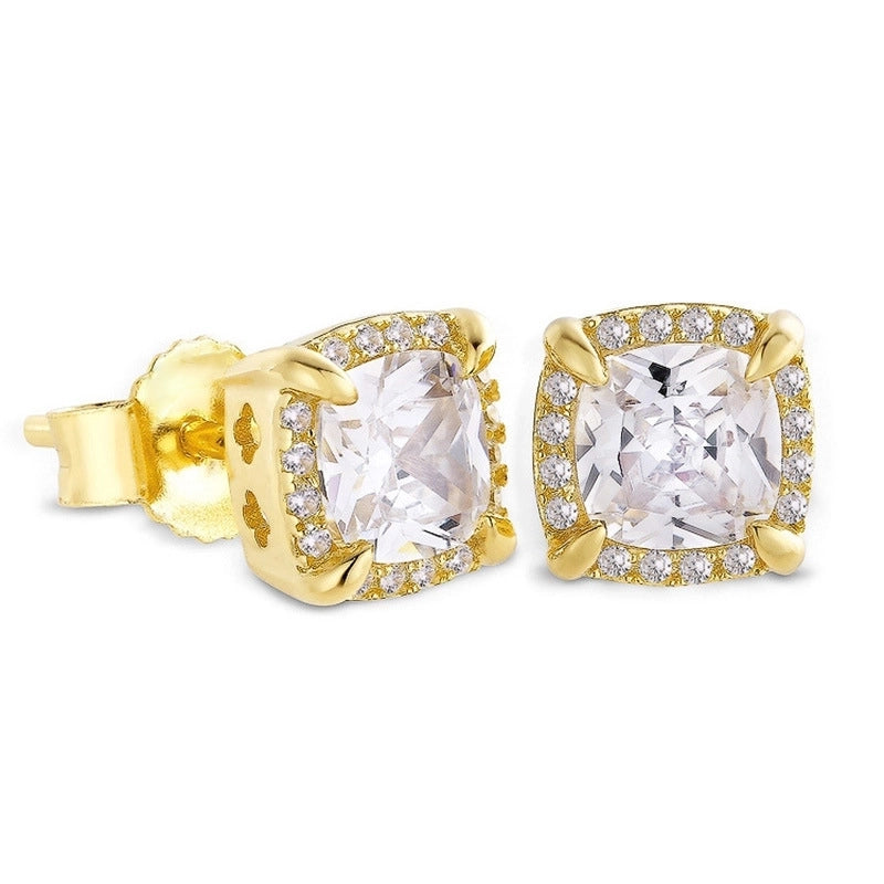 1 Pair Hip-Hop Square Plating Inlay Copper Zircon White Gold Plated Gold Plated Ear Studs