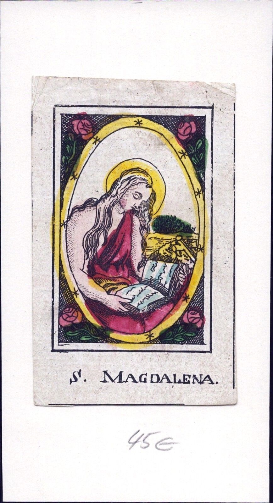 Holy Magdalena Holy Icon Devotional Picture Copperplate Coloured (Flo-4582