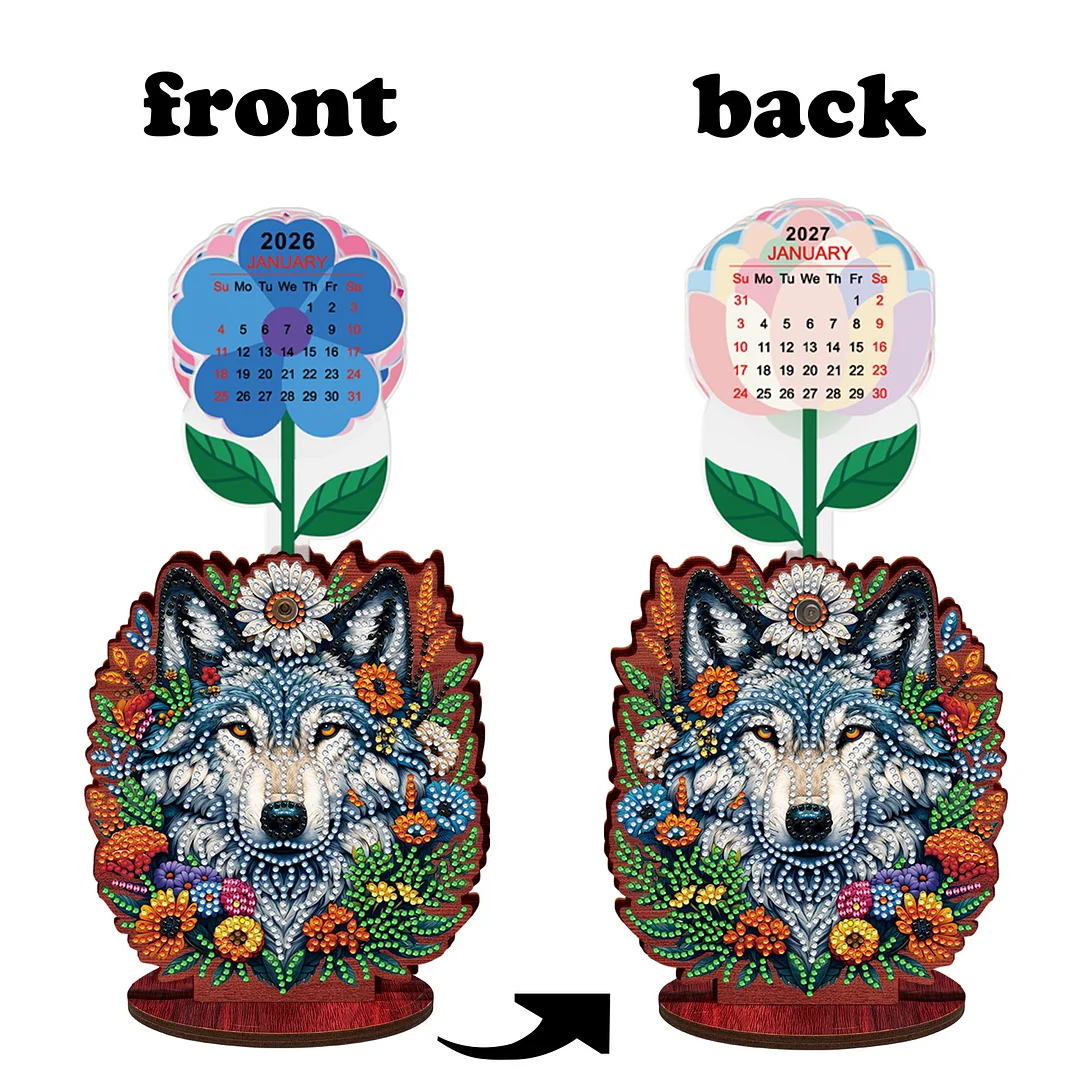 2026 Calendar DIY Diamond Painting Kit Wooden Diamond Painting Calendar