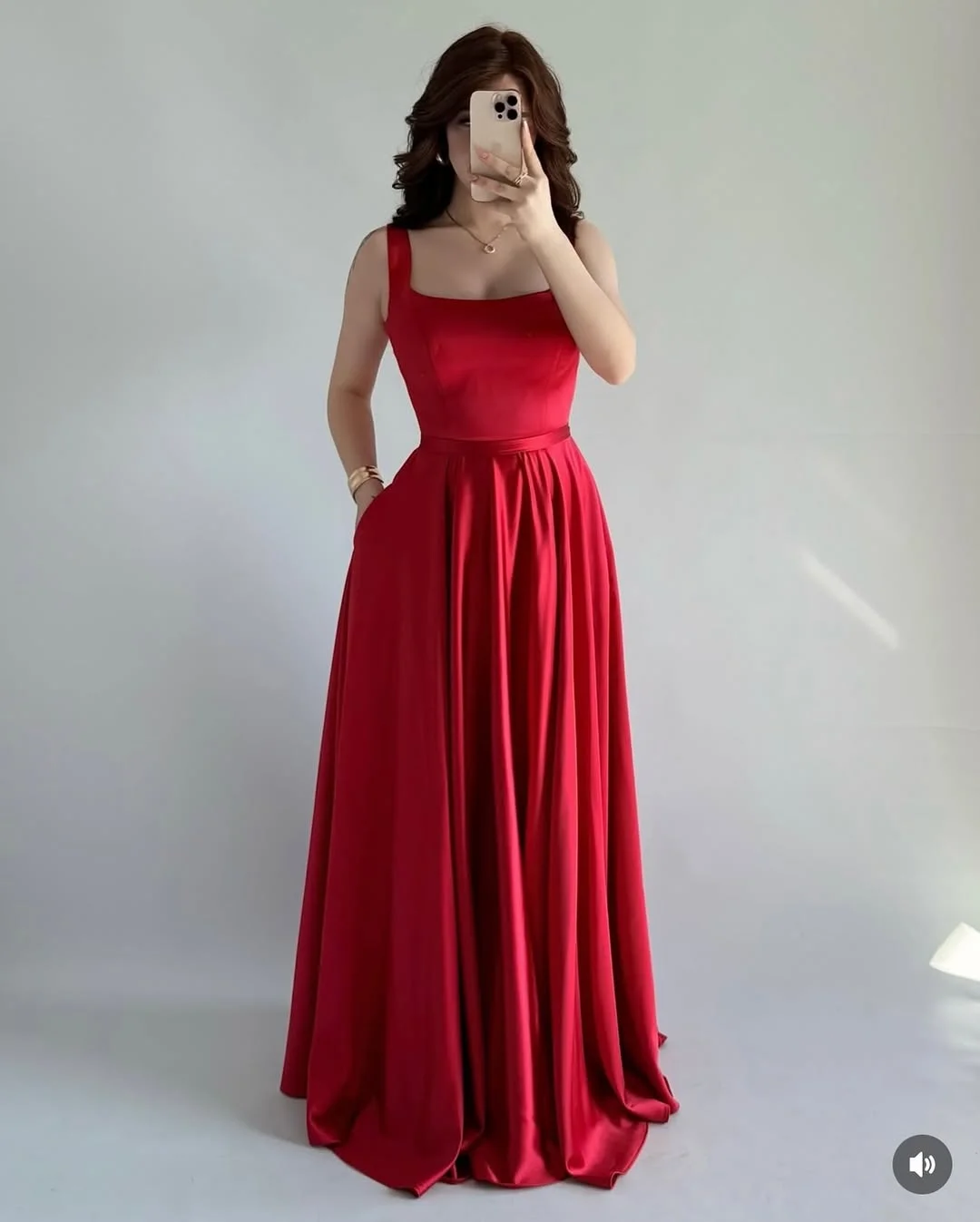 Elegant Pink Satin A-Line Sleeveless Square Prom Dress YK0216