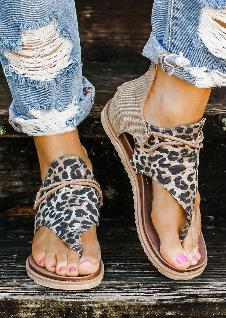 PRE-SALE
                    
                    Women's Summer Leopard Printed Zipper Flat Sandals socialshop