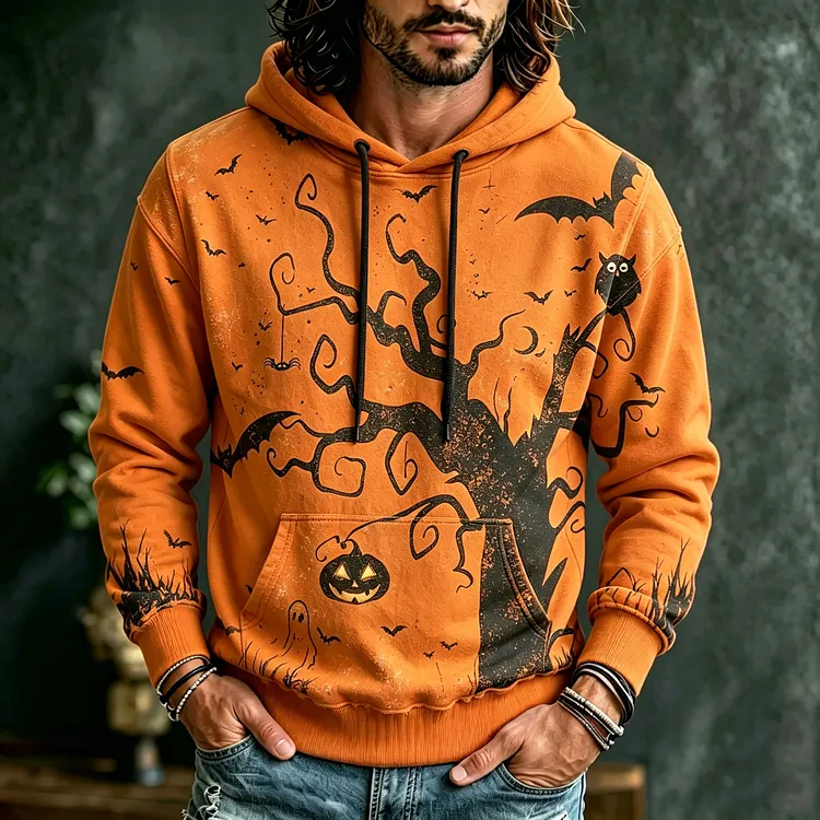 Men's Retro Halloween Print Hoodie