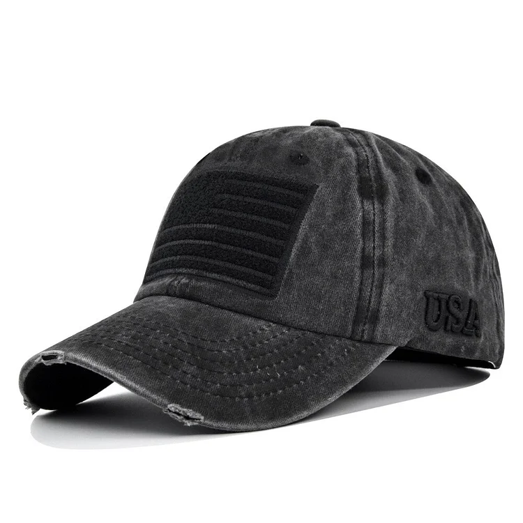 Three-Dimensional Embroidery Baseball Cap American Flag Embroidered Peaked Cap Sun Hat Velcro Cap Cap USA Hat