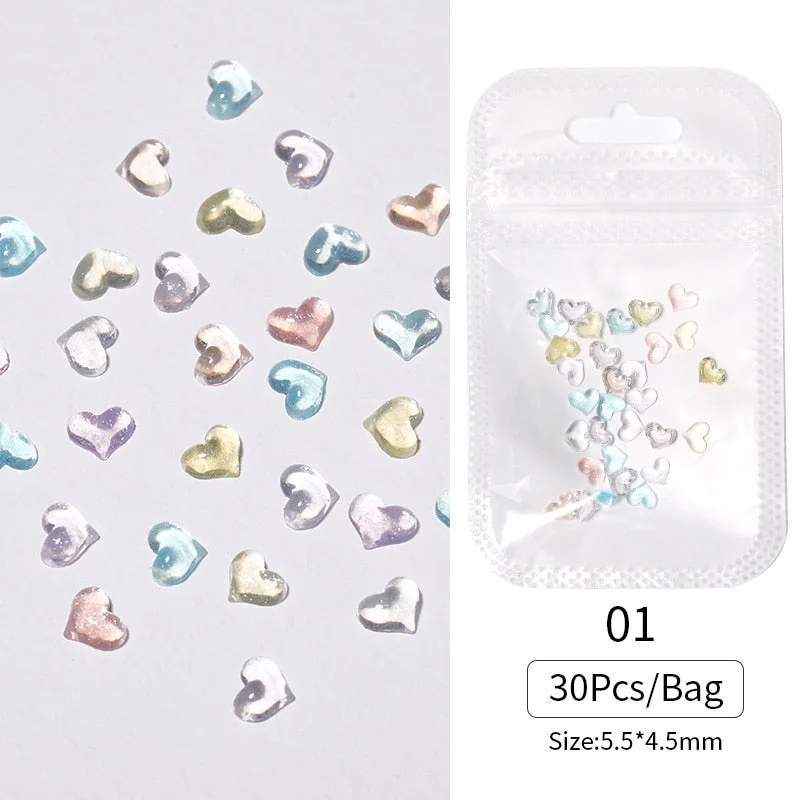 48pcs Mixed Size Aurora Little Bear Nail Art Accessories Resin Kawaii Bear Stereo FlatBack 3D Fashion Fingernail DIY Decoration-Nail Inspo