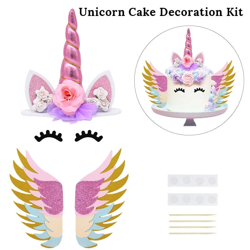 Rainbow Unicorn Cake Topper Kids Girl Birthday Party DIY Decoration Baby Shower Wedding Favors Unicorn Theme Party Supplies