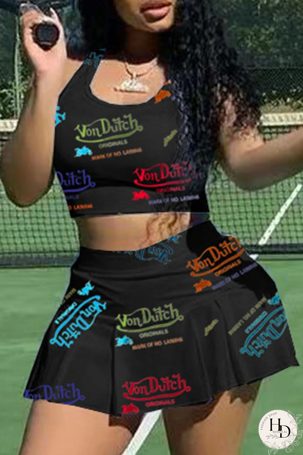 White Casual Letter Print Patchwork U Neck Sleeveless Two Pieces