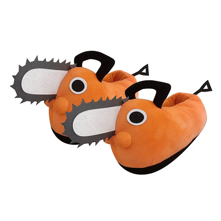 Pochita Orange Home Cotton Shoes Cosplay Accessories Halloween Carnival Props