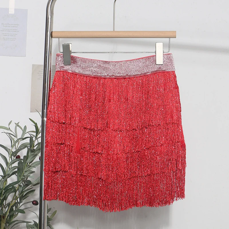Zingj Shiny Tassel Dress Girl Autumn Design Small Babes Dance Irregular A Short Skirt 9039