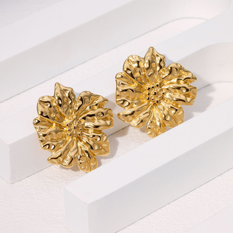 Retro Earrings Ins French Design Gold-Plated Stainless Steel Earrings For Women