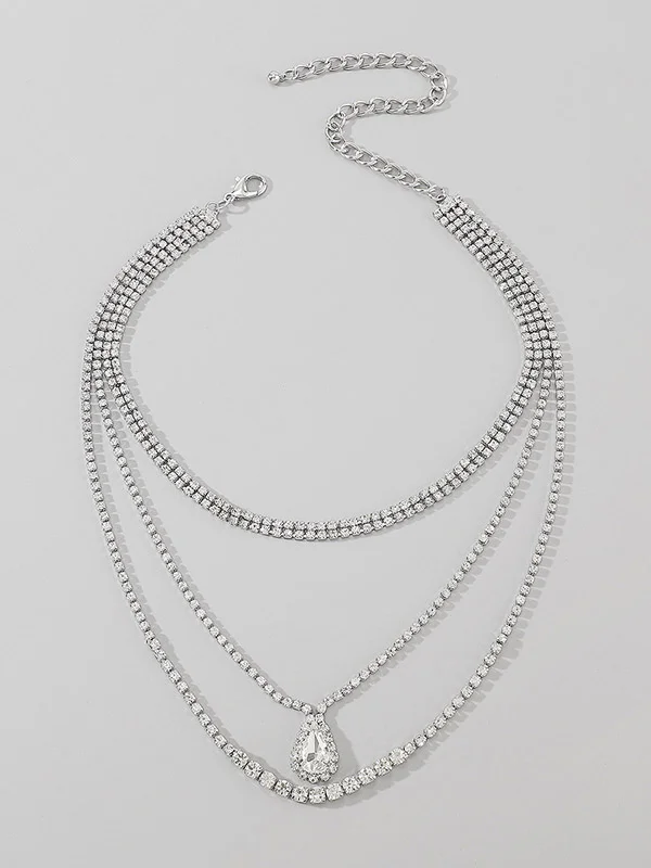 Normcore Layered Rhine Stones Necklaces Accessories
