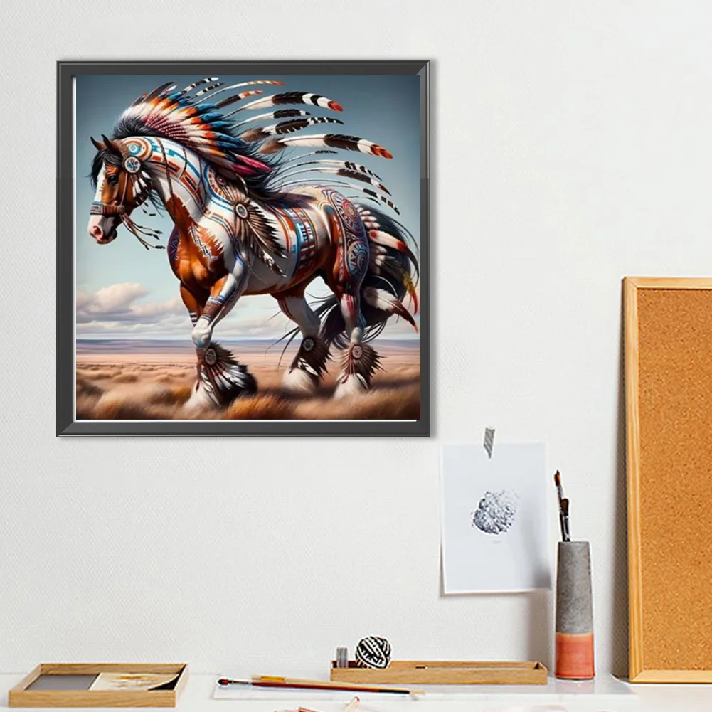 Diamond Painting - Full Round Drill - Indian Horse(Canvas|40*40cm)