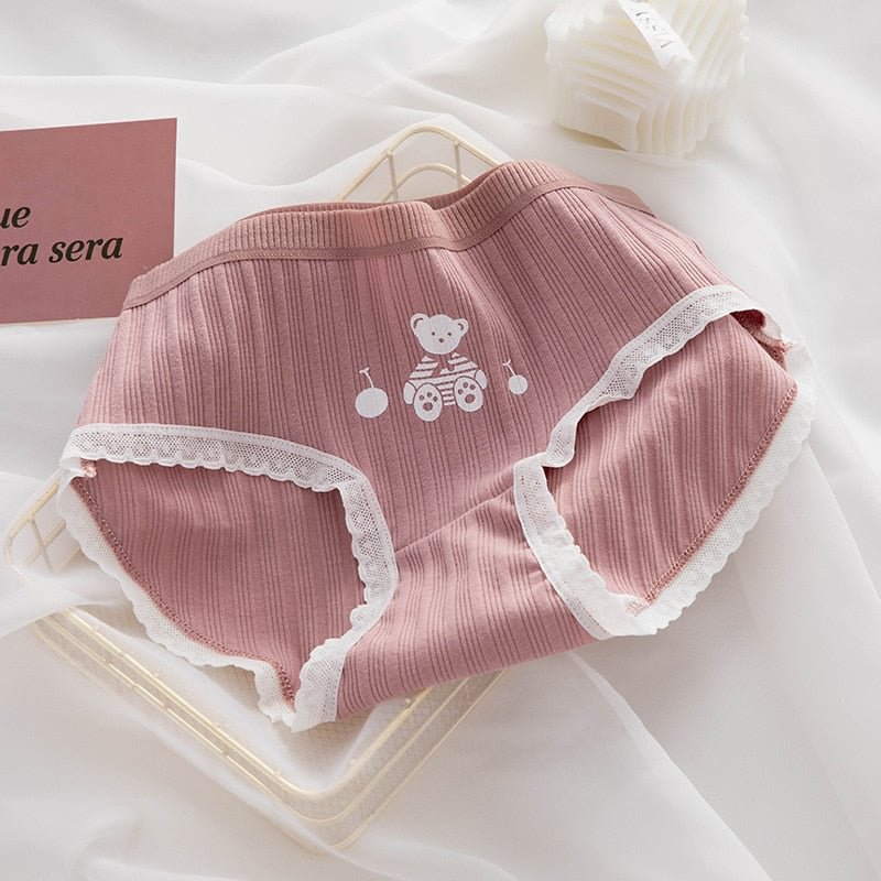 Cotton Women's Underwear Panties Lovely Girl Comfort Briefs Middle Waist Seamless Thread Underpants Female Lingerie