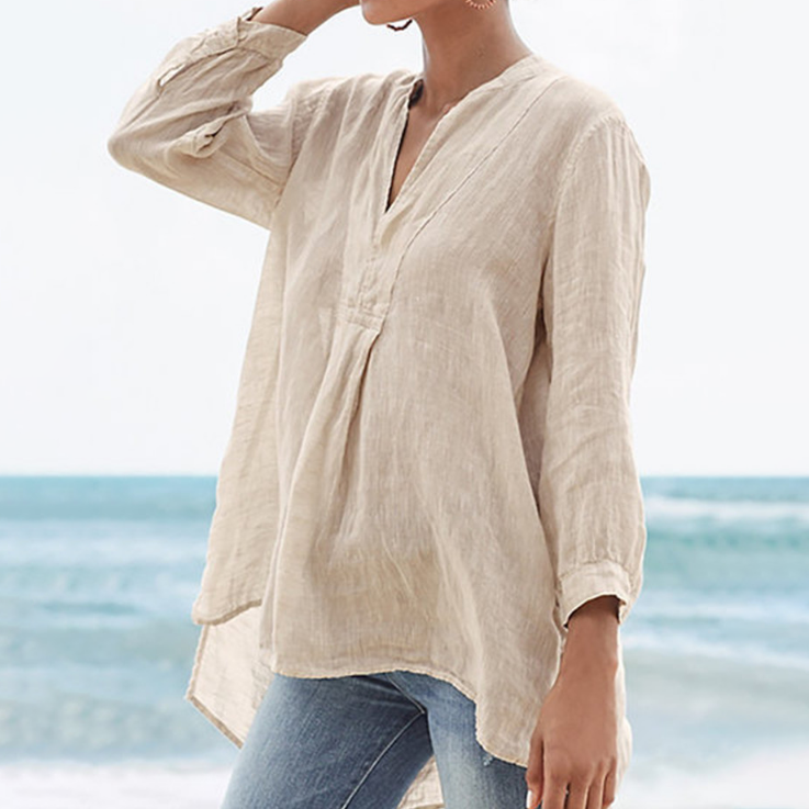 Casual Loose Cotton And Linen Top
