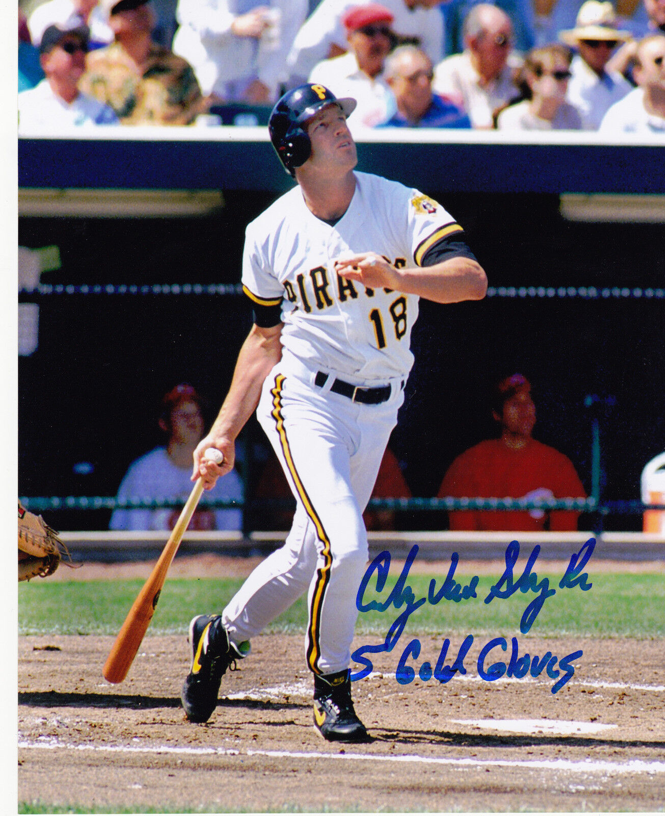 ANDY VAN SLYKE PITTSBURGH PIRATES 5 GOLD GLOVES ACTION SIGNED 8x10
