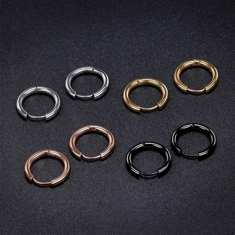1 Piece Fashion Round Stainless Steel Hoop Earrings