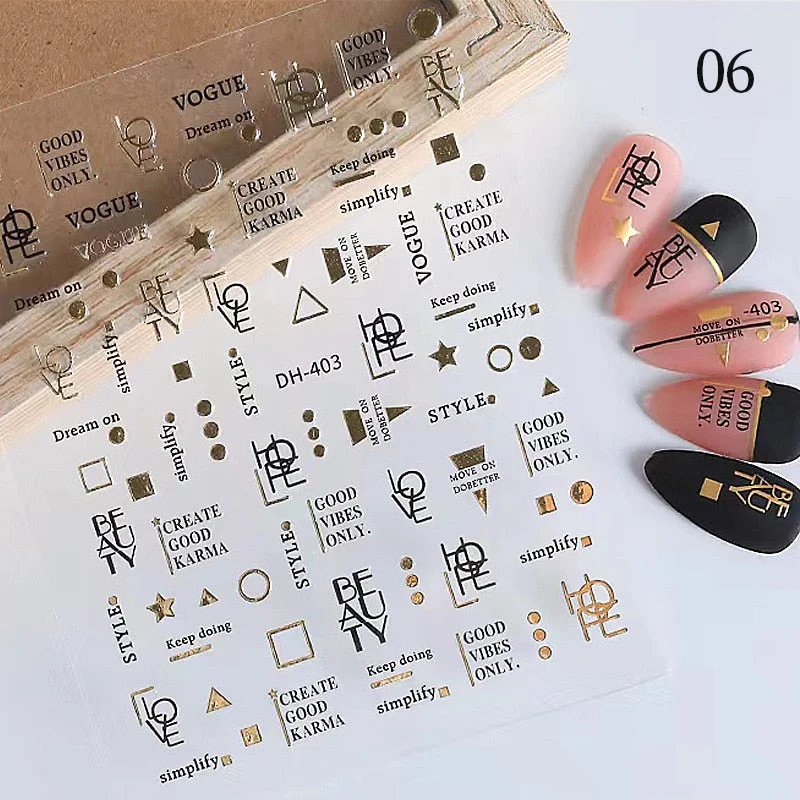 1PC Spring Palm Flowers Leaves 3D Nail Stickers Self-Adhesive Slider Nail Art Decorations Geometry Decals Manicure Accessories-Nail Inspo